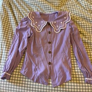 Purple Button-Up Blouse TACH Clothing